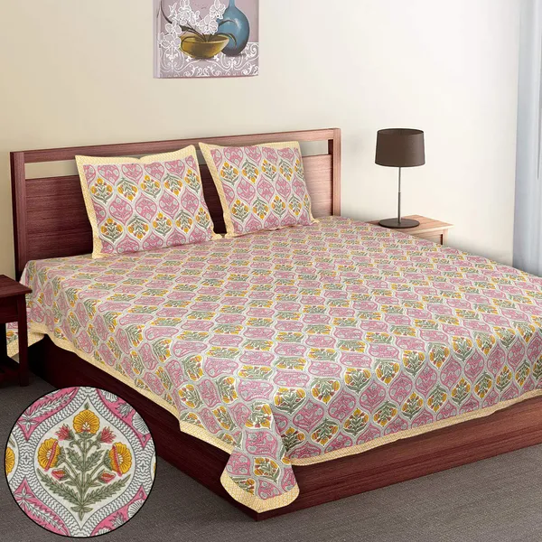 Pink_Cotton_Rajwada_Empire_Collection_Double_Bedsheet_With_Pillow_Cover_108_X_108_Cm